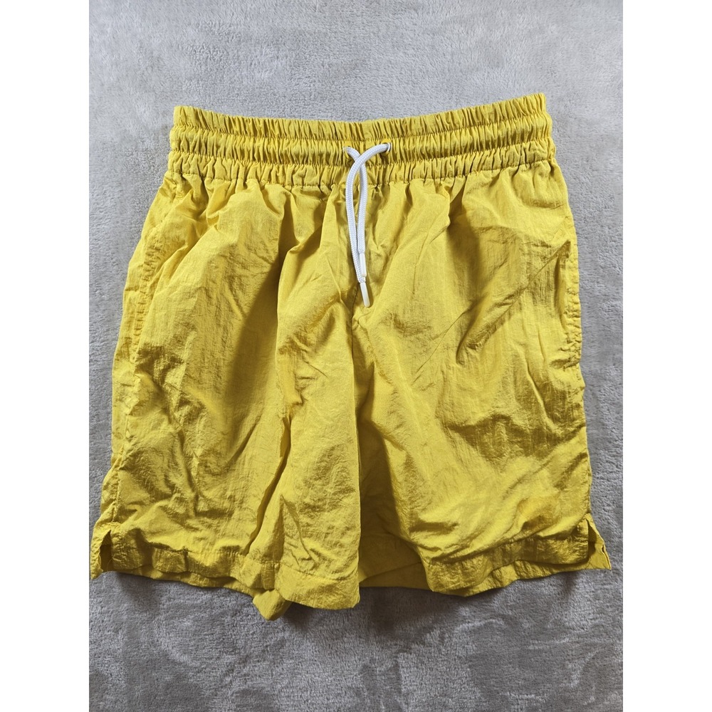 Guess Swim Trunks Mens Small Yellow Shorts Mesh Lined Drawstring Pockets 7"‎
